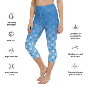 "I Campi da Pickleball©" Turquoise High Waisted Women's Pickleball Capris – UPF 50+