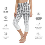 Load image into Gallery viewer, &quot;I Campi da Pickleball©&quot; Reverse Ombre Camouflage High Waisted Capris – a vibrant kaleidoscope of 15 shades of gray on a white background
