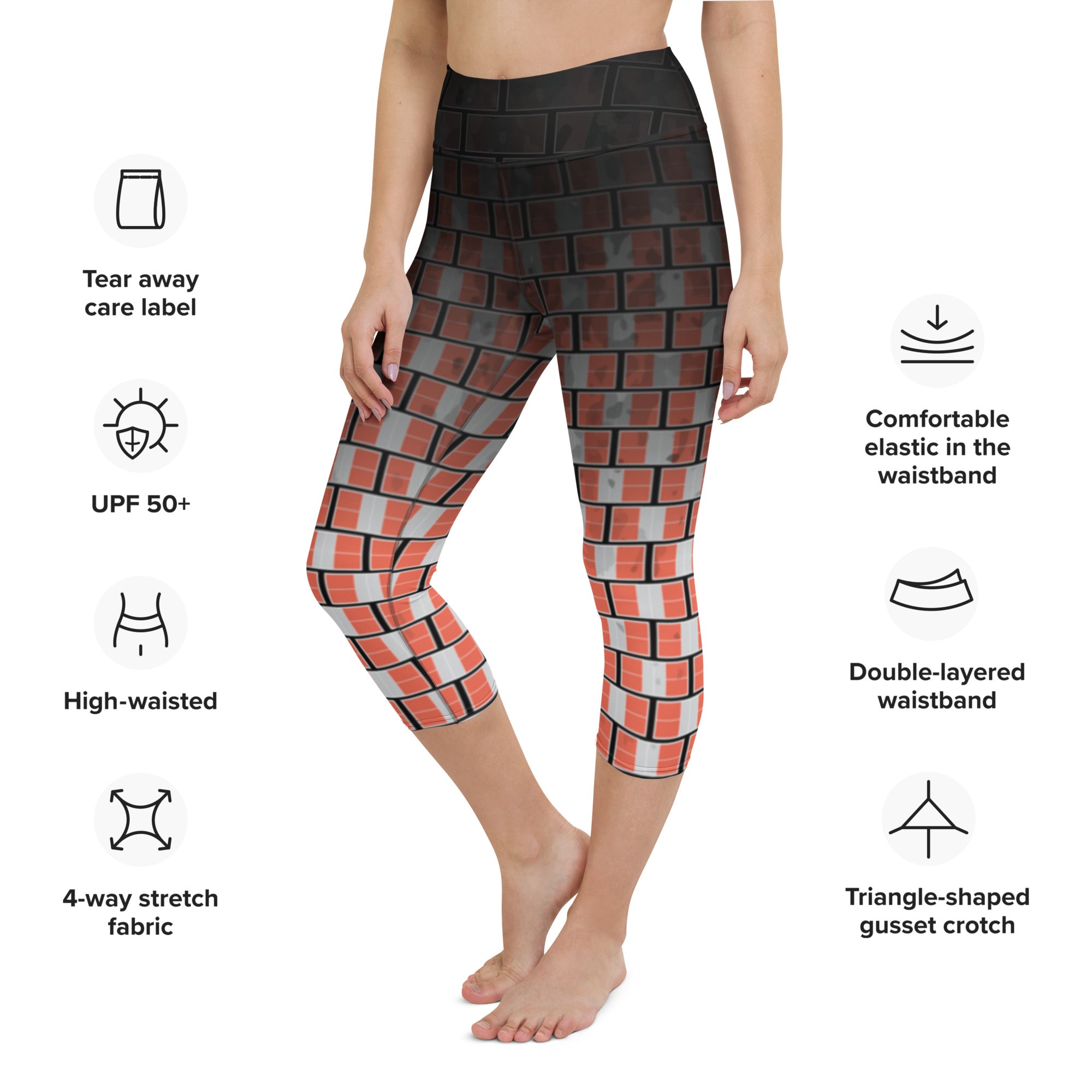 "I campi da Pickleball™"  High-Waisted Pickleball Capris for Women, UPF 50+ - Orange