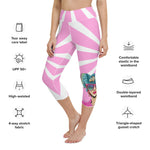 Load image into Gallery viewer, Where the Fun Begins™ Women&#39;s High-Waisted Pickleball Capris – NPC Retro Pop-Art Collection, UPF 50+ Pink &amp; White
