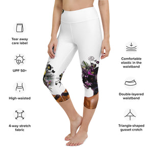 Tengo Pickleball En Mi Mente!™ aka Got Pickleball on my Mind!™ Women's White Pickleball Capris, UPF 50+