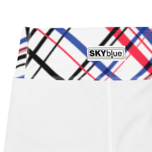 Got Pla(yed)id© Fleur Red, White & Blue Women's High-Waisted Tennis/Padel Capris, UPF 50+