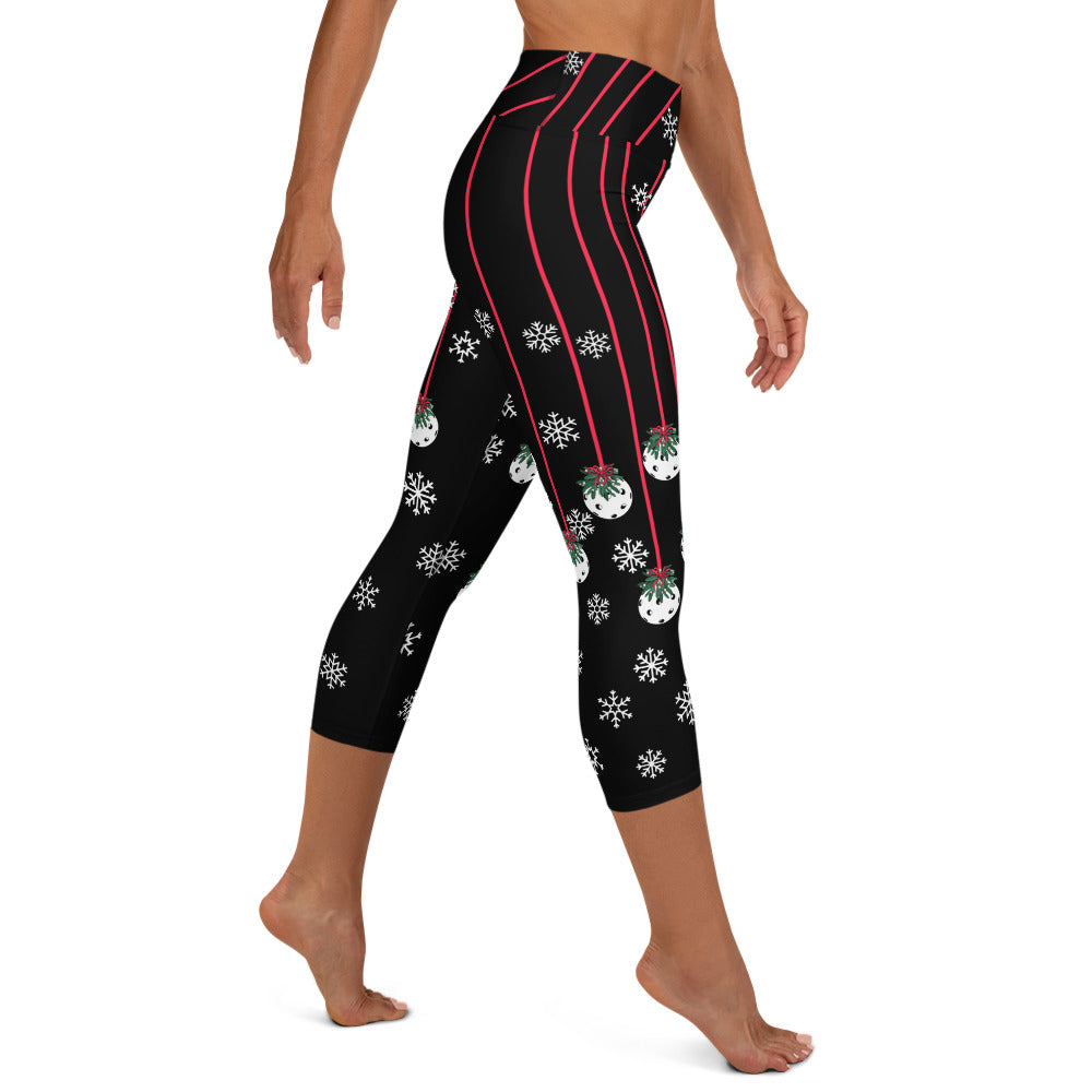 Mistletoe Pickleball© High-Waisted Women's Capris, UPF 50+