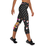 Load image into Gallery viewer, Spring Dink Gradient Logo© Black, Grey, White, Purple, Violet, &amp; Golden Yellow Fleur Women&#39;s High-Waisted Pickleball Capris, UPF 50+
