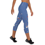 Load image into Gallery viewer, Spring Dink Gradient© Red, White &amp; Blue Capri Leggings, UPF 50+
