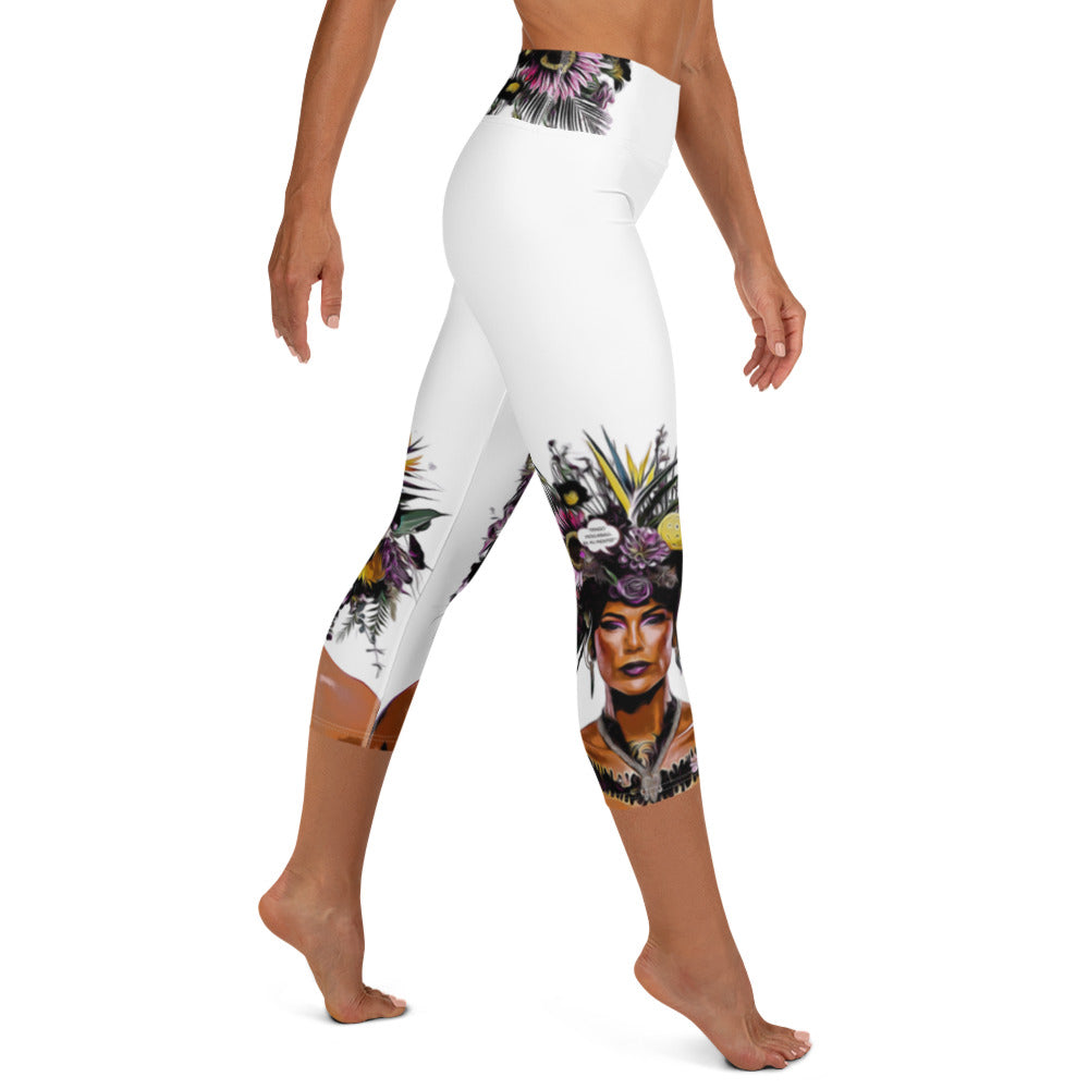 Tengo Pickleball En Mi Mente!™ aka Got Pickleball on my Mind!™ Women's White Pickleball Capris, UPF 50+