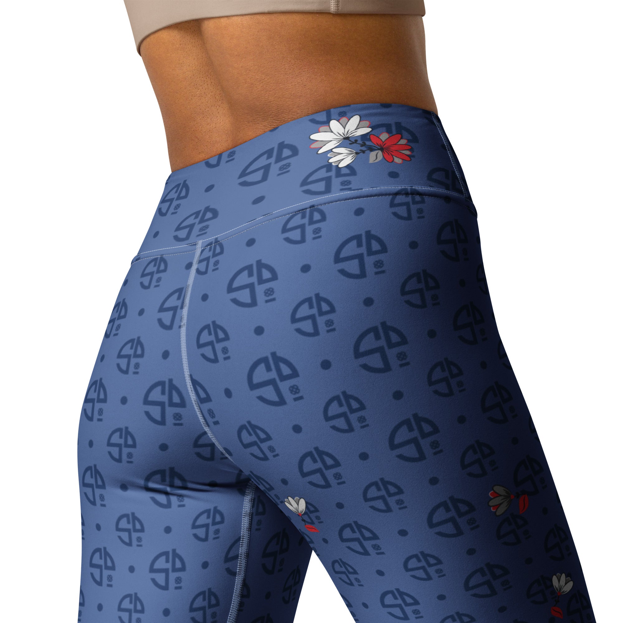 Spring Dink Logo Gradient™ Red, White & Blue Fleur High-Waisted Leggings!