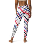 Load image into Gallery viewer, Got Pla(yed)id© Fleur Red, White &amp; Blue Women&#39;s High-Waisted Pickleball Leggings
