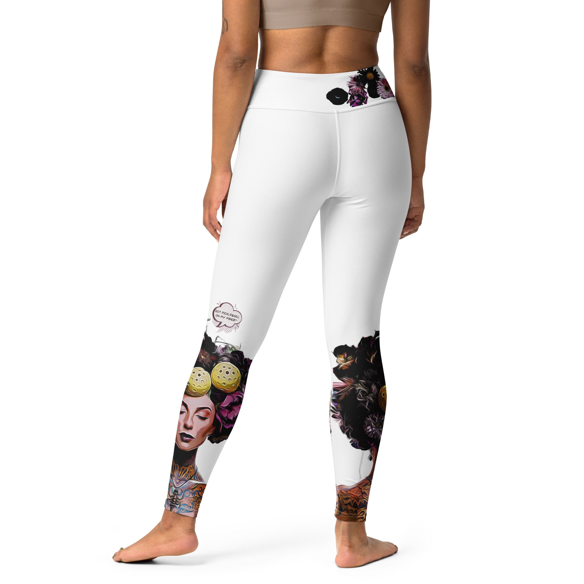 Got Pickleball on my Mind!™ High-Waisted Leggings, White UPF 50+