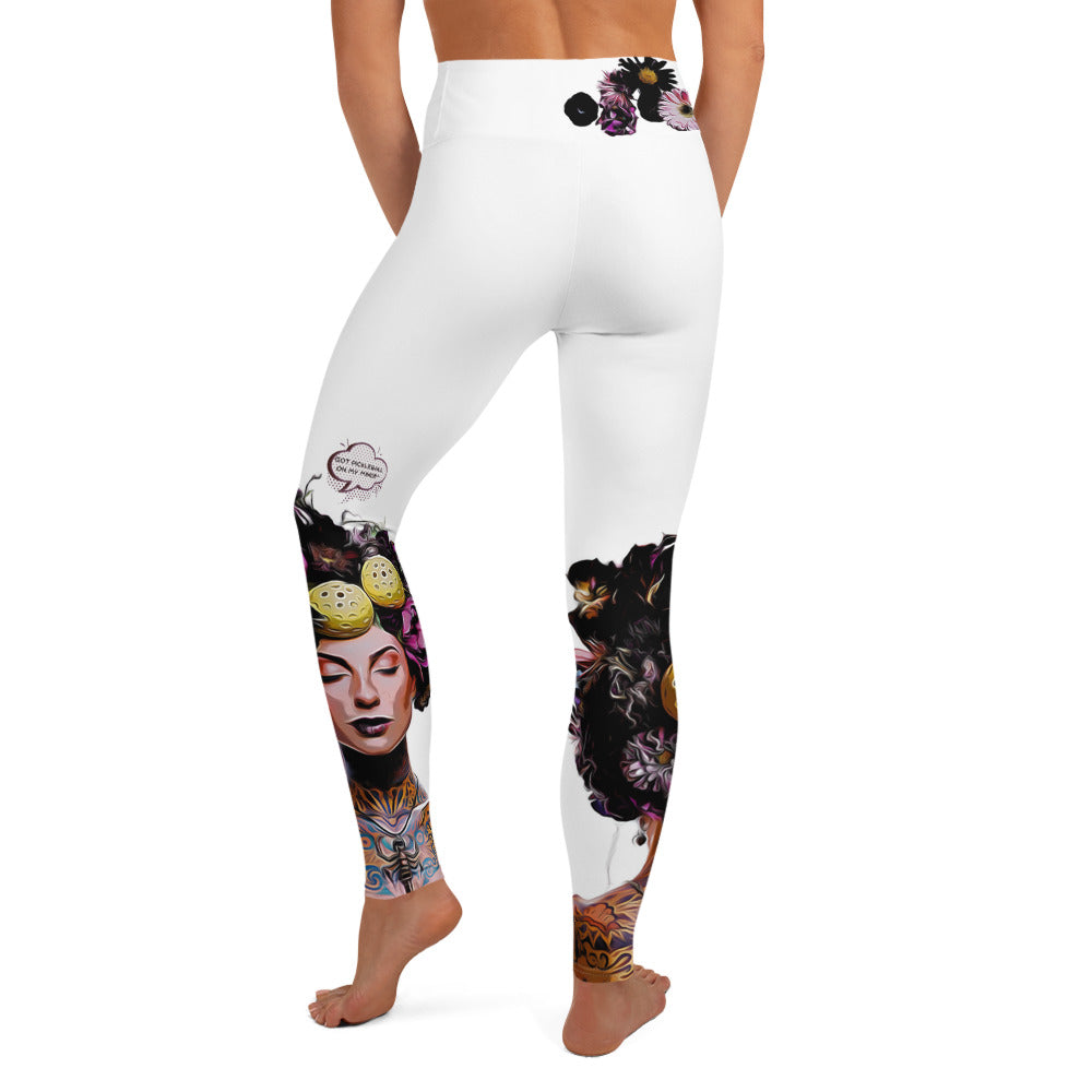 Got Pickleball on my Mind!™ High-Waisted Leggings, White UPF 50+