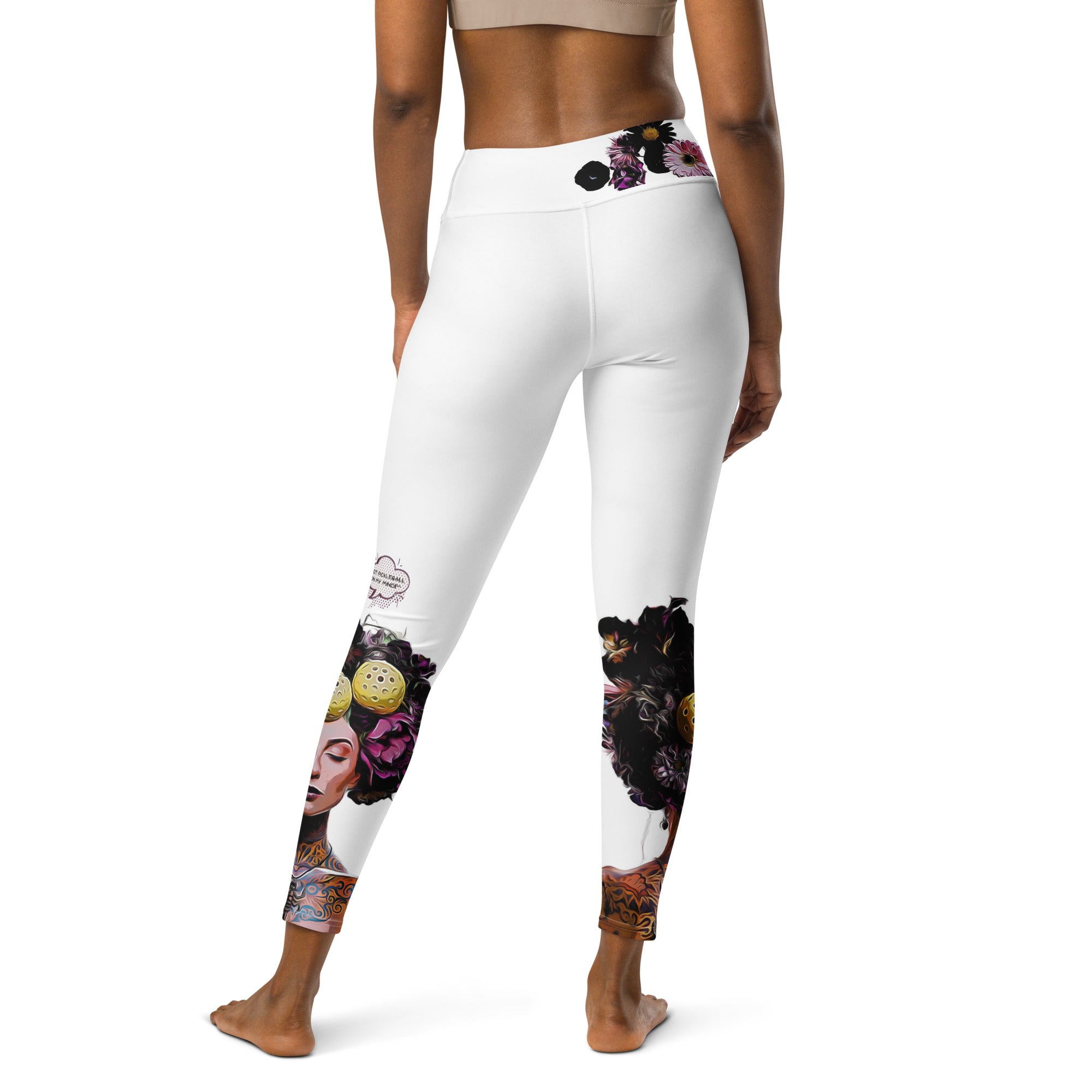 Got Pickleball on my Mind!™ High-Waisted Leggings, White UPF 50+