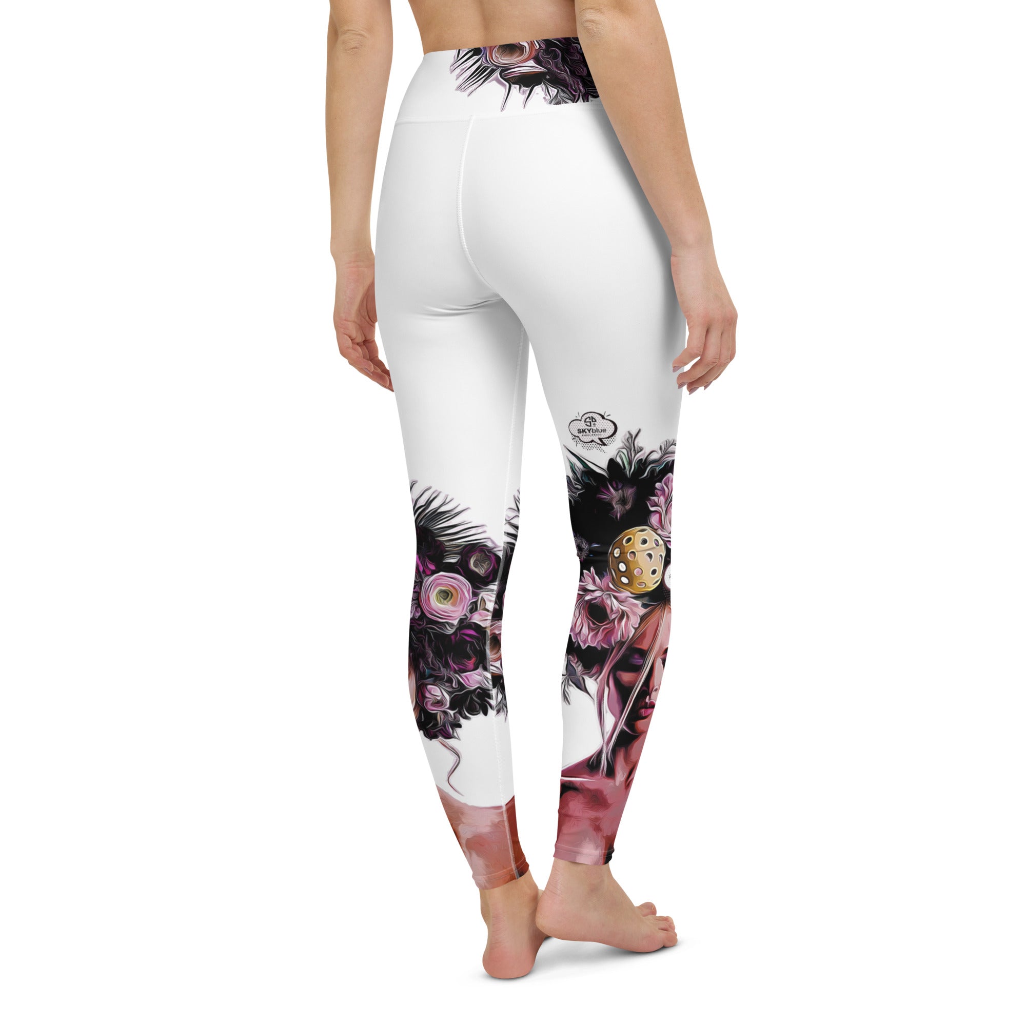 Got Pickleball on my Mind™ Women's High-Waisted Leggings UPF 50+ - White & Purple | "Hab nur Pickleball