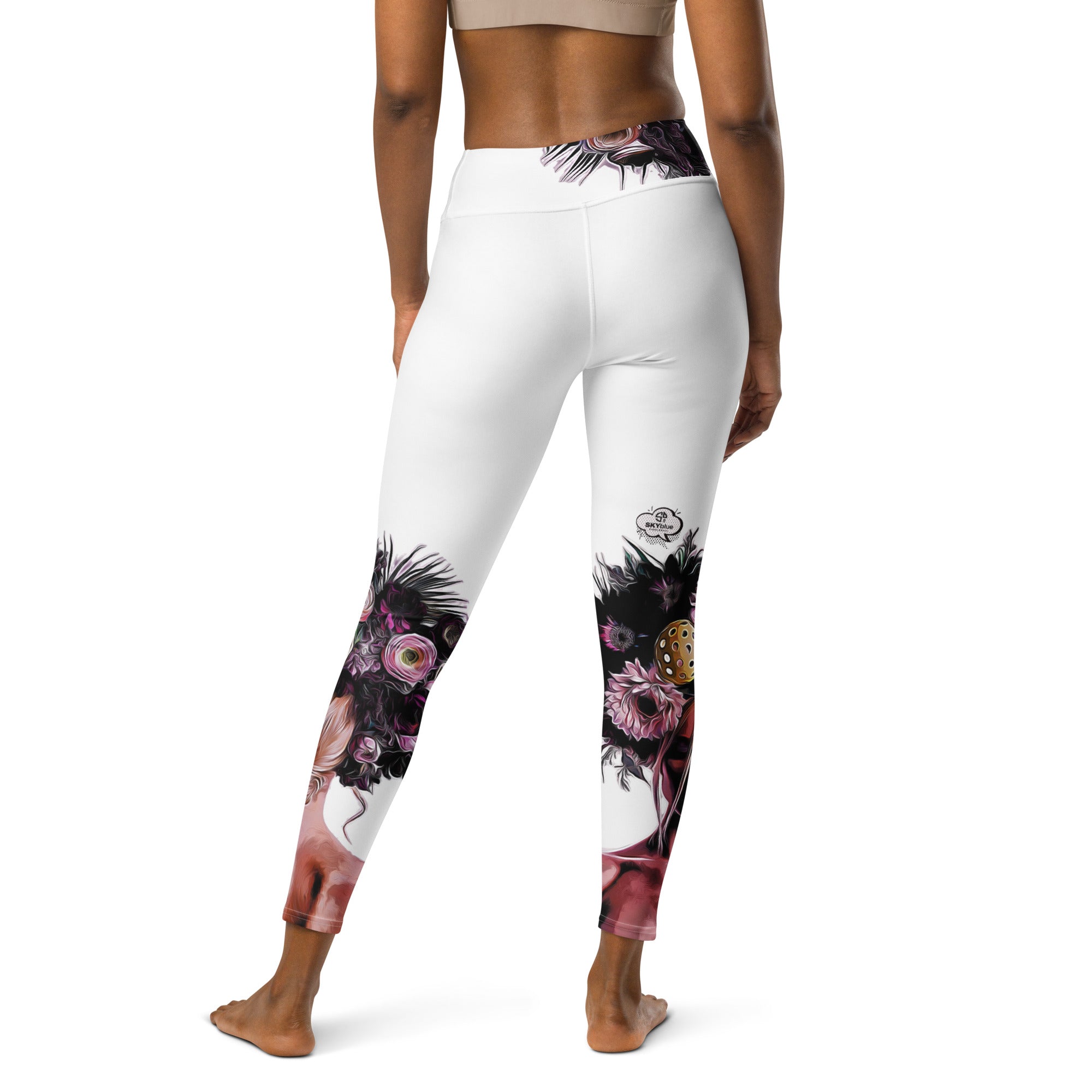 Got Pickleball on my Mind™ Women's High-Waisted Leggings UPF 50+ - White & Purple | "Hab nur Pickleball