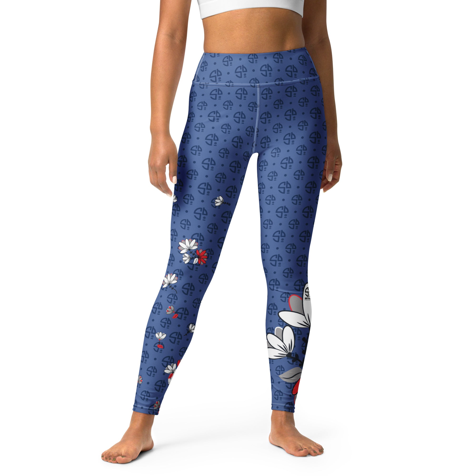 Spring Dink Logo Gradient™ Red, White & Blue Fleur High-Waisted Leggings!