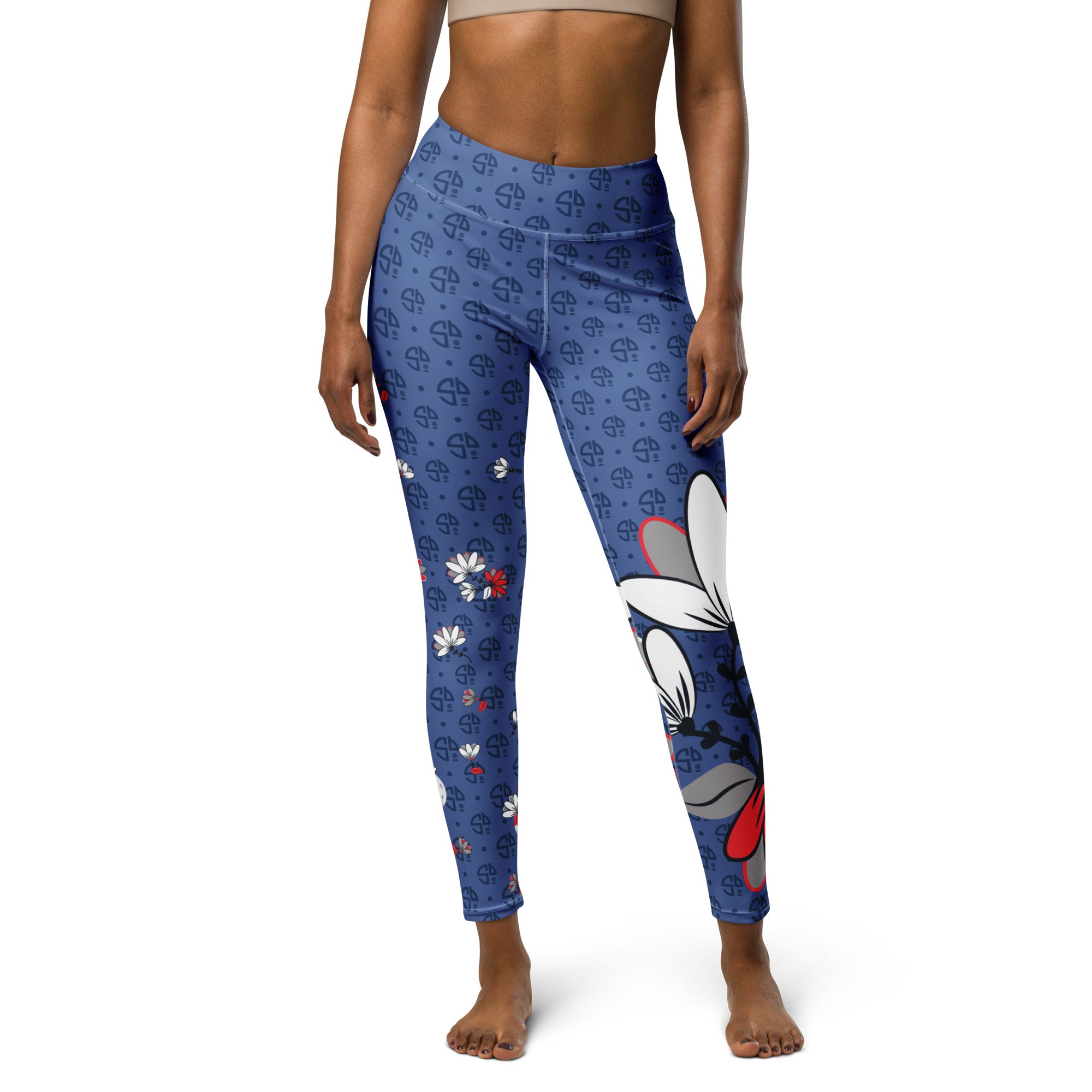 Spring Dink Logo Gradient™ Red, White & Blue Fleur Grande High-Waisted Leggings!