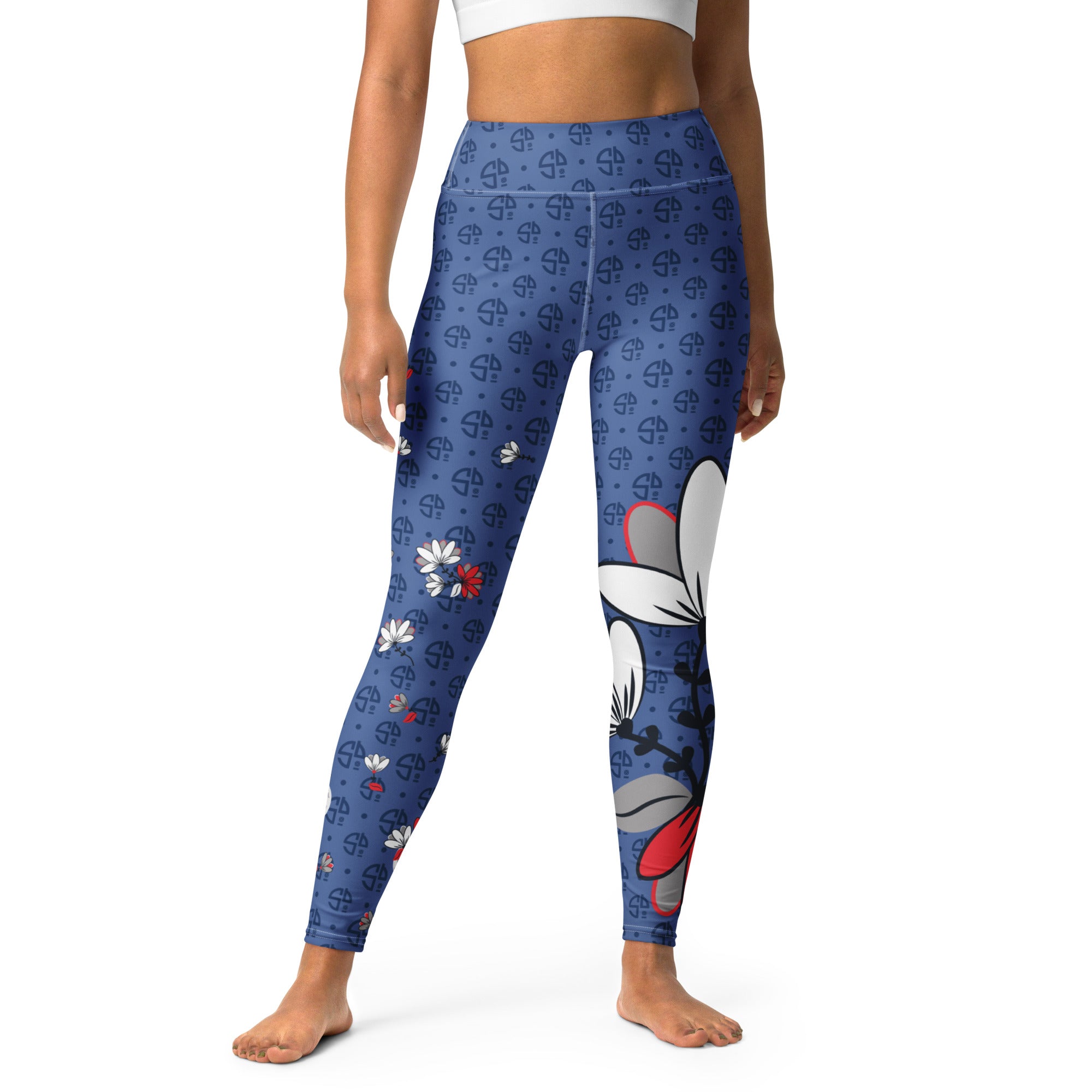 Spring Dink Logo Gradient™ Red, White & Blue Fleur Grande High-Waisted Leggings!