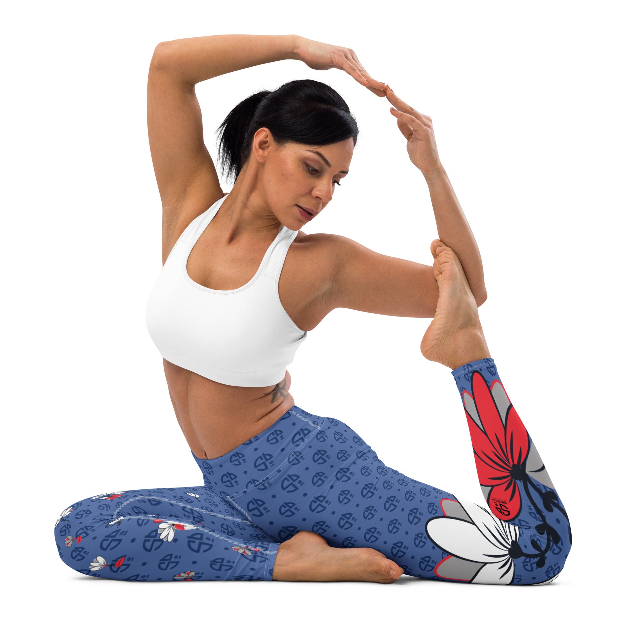 Spring Dink Logo Gradient™ Red, White & Blue Fleur Grande High-Waisted Leggings!