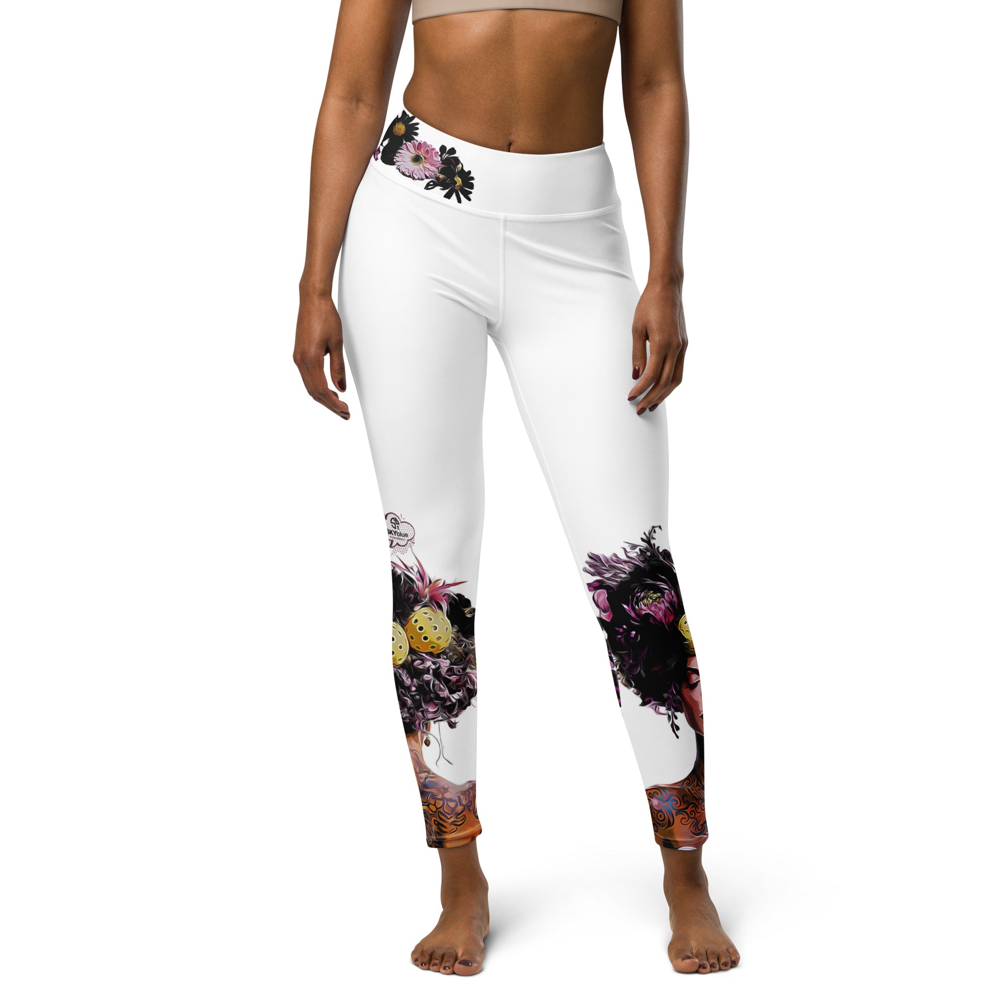 Got Pickleball on my Mind!™ High-Waisted Leggings, White UPF 50+