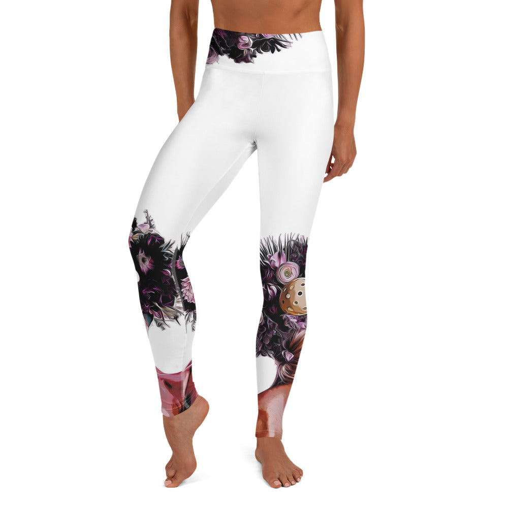 Got Pickleball on my Mind™ Women's High-Waisted Leggings UPF 50+ - White & Purple | "Hab nur Pickleball