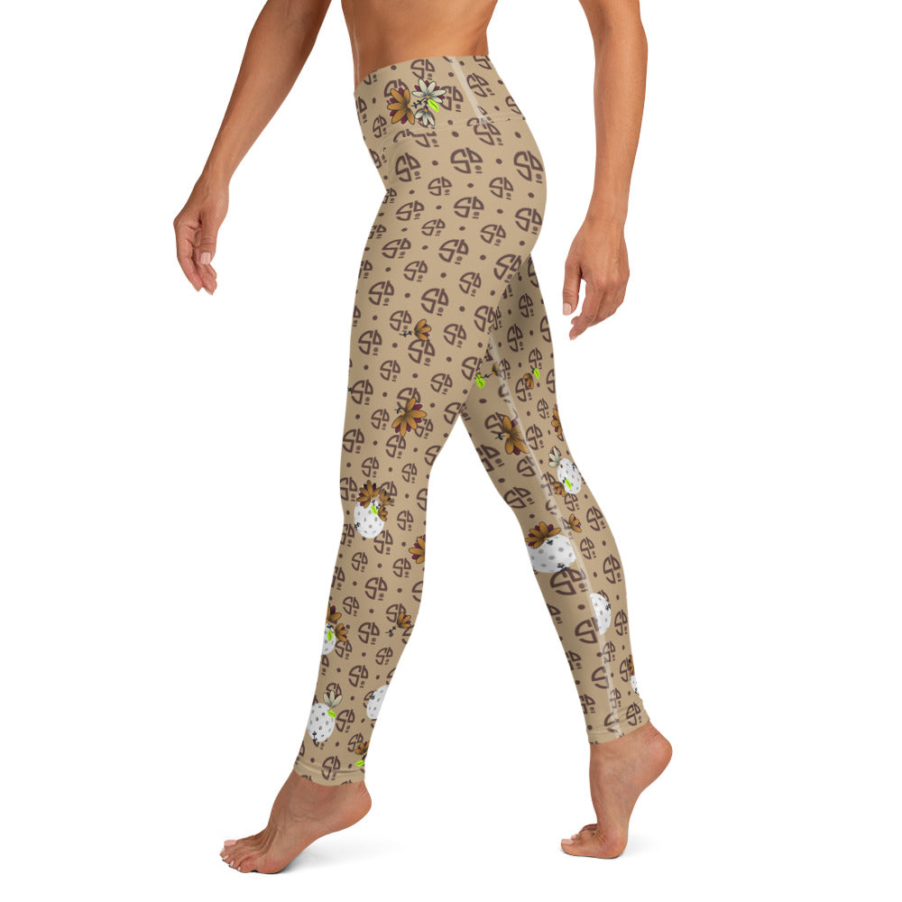 Sandbagger aka Spring Dink Gradient Logo© Women's High-Waisted Pickleball Leggings - UPF 50+