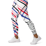 Load image into Gallery viewer, Got Pla(yed)id© Fleur Red, White &amp; Blue Women&#39;s High-Waisted Pickleball Leggings
