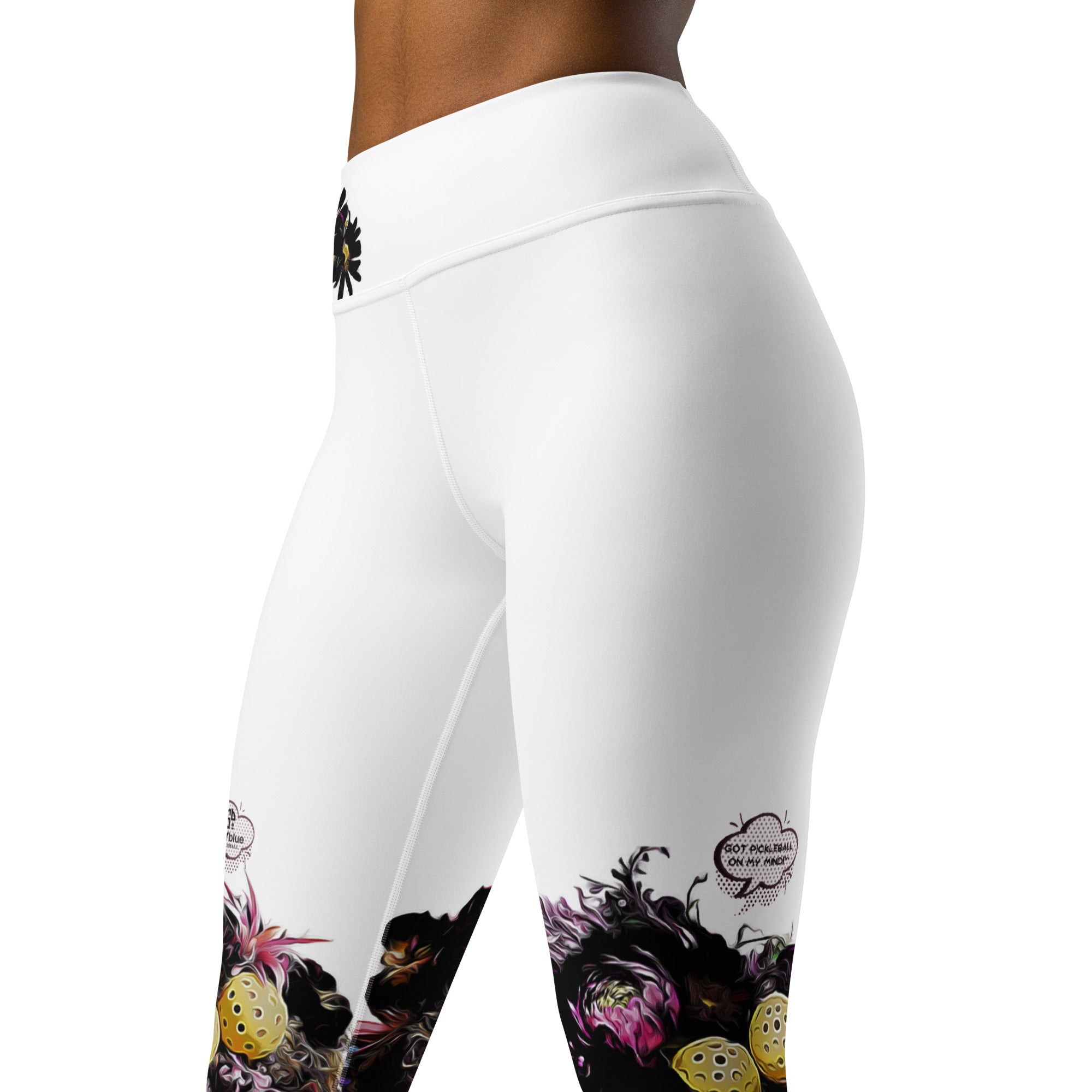 Got Pickleball on my Mind!™ High-Waisted Leggings, White UPF 50+