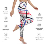 Load image into Gallery viewer, Got Pla(yed)id© Fleur Red, White &amp; Blue Women&#39;s High-Waisted Pickleball Leggings
