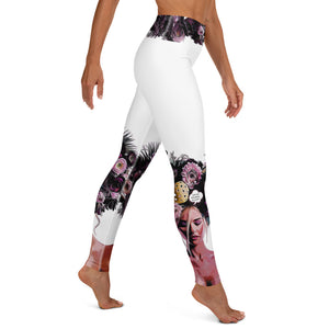 Got Pickleball on my Mind™ Women's High-Waisted Leggings UPF 50+ - White & Purple | "Hab nur Pickleball