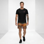 Load image into Gallery viewer, Male model wearing Lunar Legends Year of the Horse men's pickleball shorts with black UPF 50 athletic performance shirt by SKYblue Pickleball
