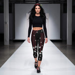 Load image into Gallery viewer, Mistletoe Pickleball© High-Waisted Women's Pickleball Capris, UPF 50+, worn by model | SKYblue Pickleball
