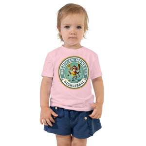 Michigan Monkeys Pickleball - Toddler Short Sleeve Tee White and Pink