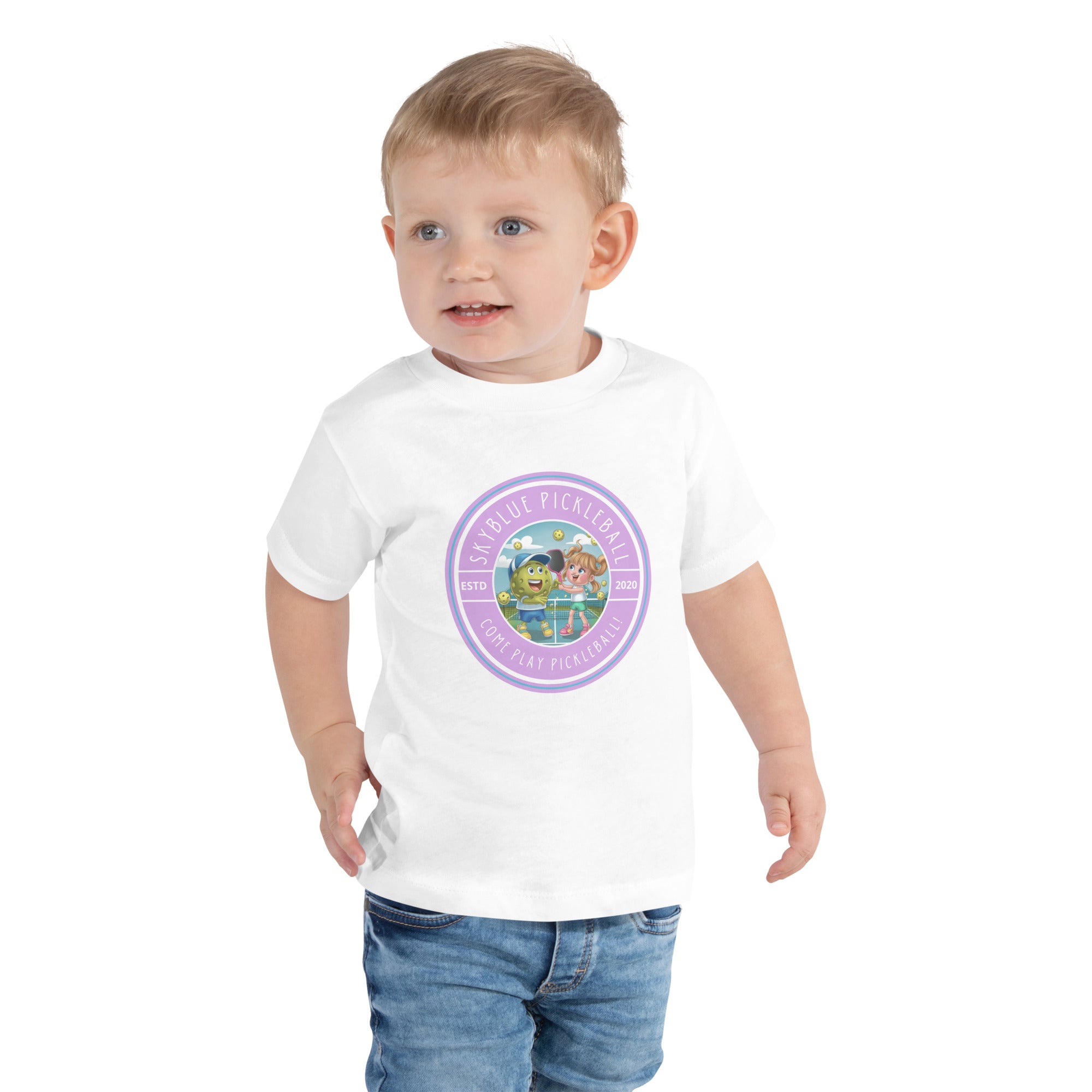 Pico and Flicka White Short Sleeve Toddler Shirt – "Come Play Pickleball"