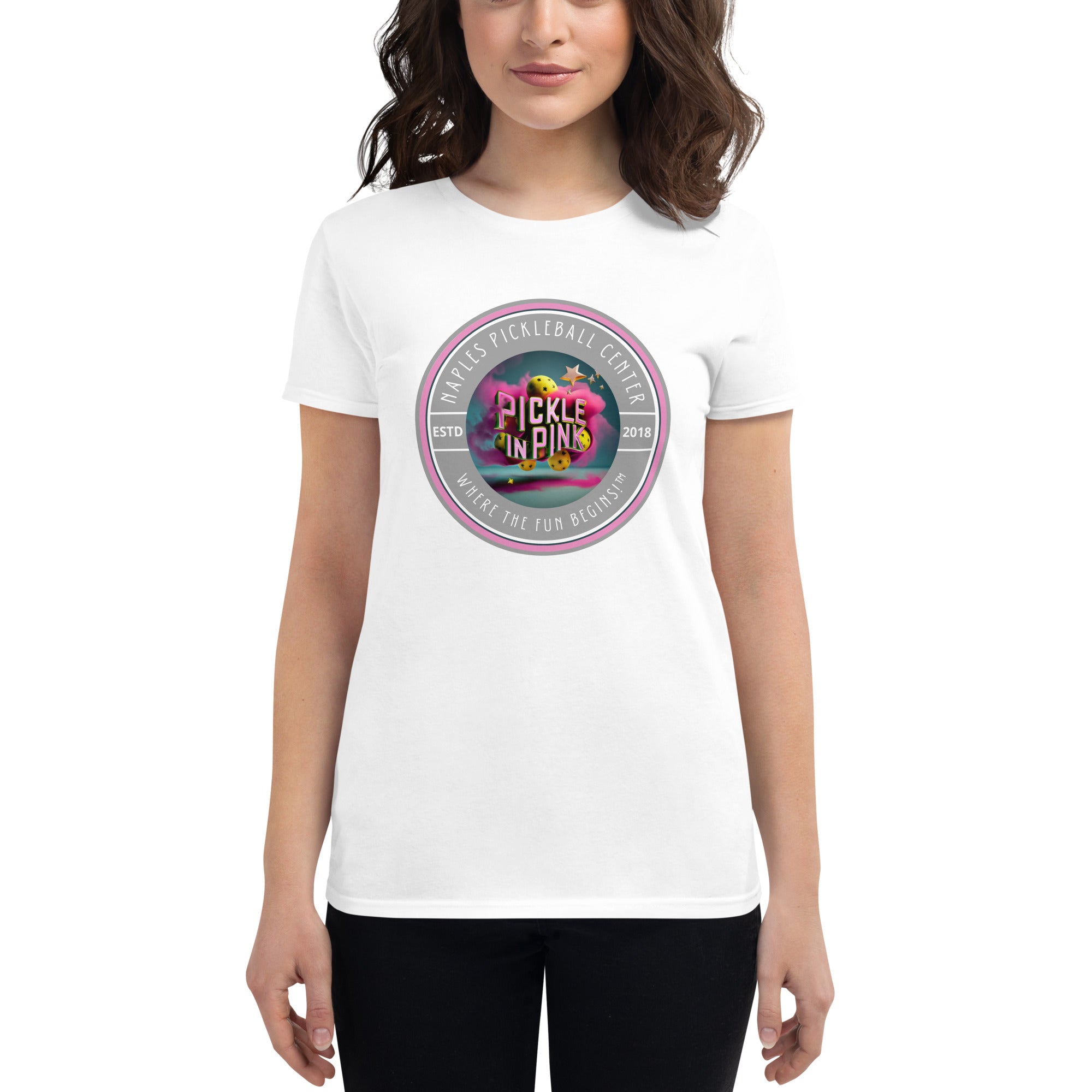 "Pickle in Pink" Naples Pickleball Center Women's short sleeve t-shirt!