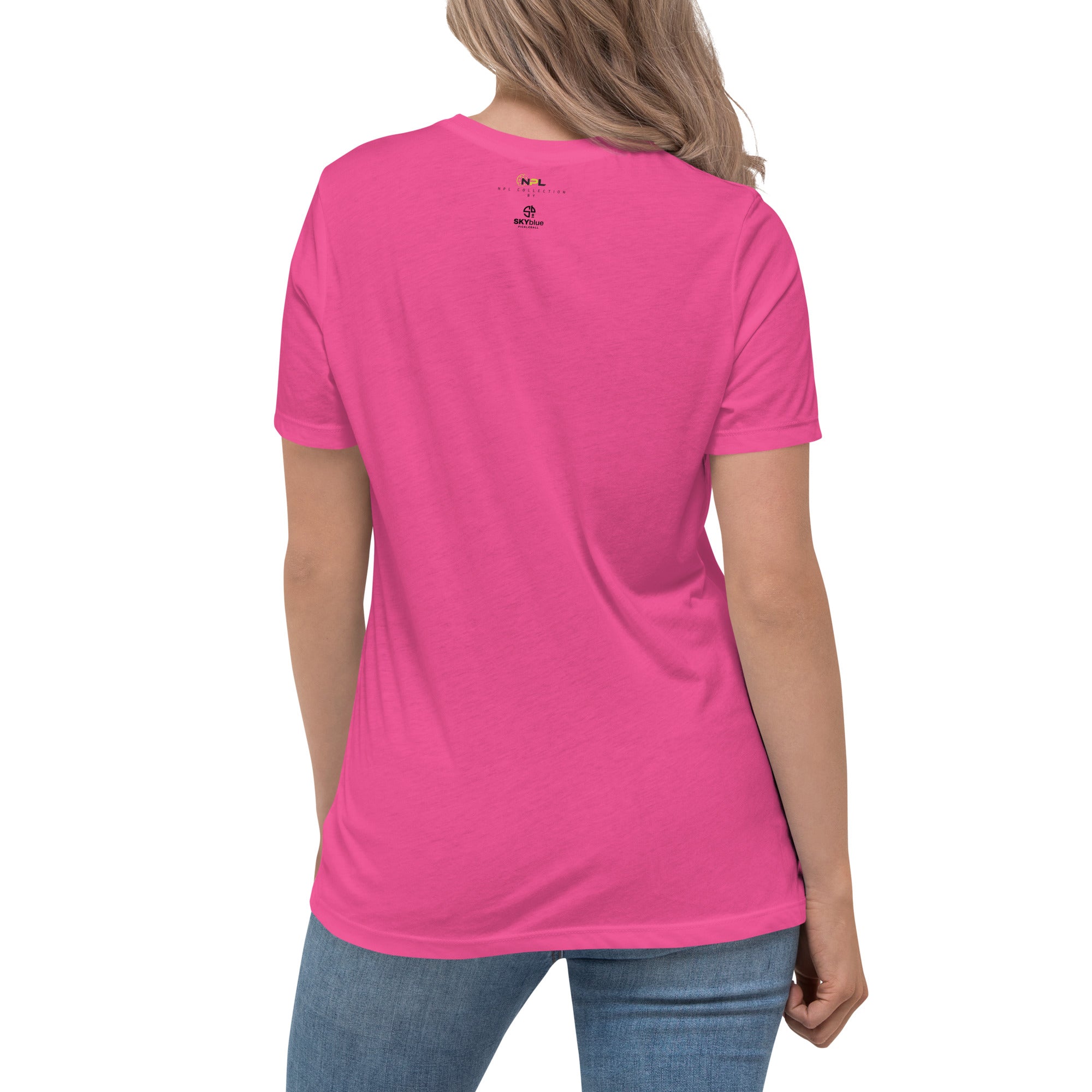 NPL™ "Pickle in Pink" Basic Cotton Women's Short Sleeve Shirt - A Splash of Pink for Pickleball Lovers! - Berry