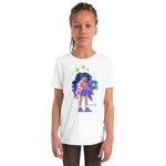 Load image into Gallery viewer, Luna Lob White Short Sleeve Youth T-Shirt – perfect for young pickleball players with a love for the game!
