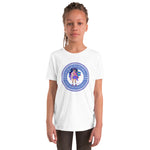 Load image into Gallery viewer, Luna Lob White Short Sleeve Youth T-Shirt – the perfect tee for young pickleball players who are ready to say, &quot;Come Play Pickleball&quot;!
