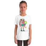 Load image into Gallery viewer, Two-Two (Two) White Short Sleeve Youth T-Shirt – the perfect tee for young pickleball players who love to bring energy and fun to the game!
