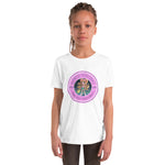 Load image into Gallery viewer, Roxie White Short Sleeve Youth T-Shirt – &quot;Come Play Pickleball&quot;
