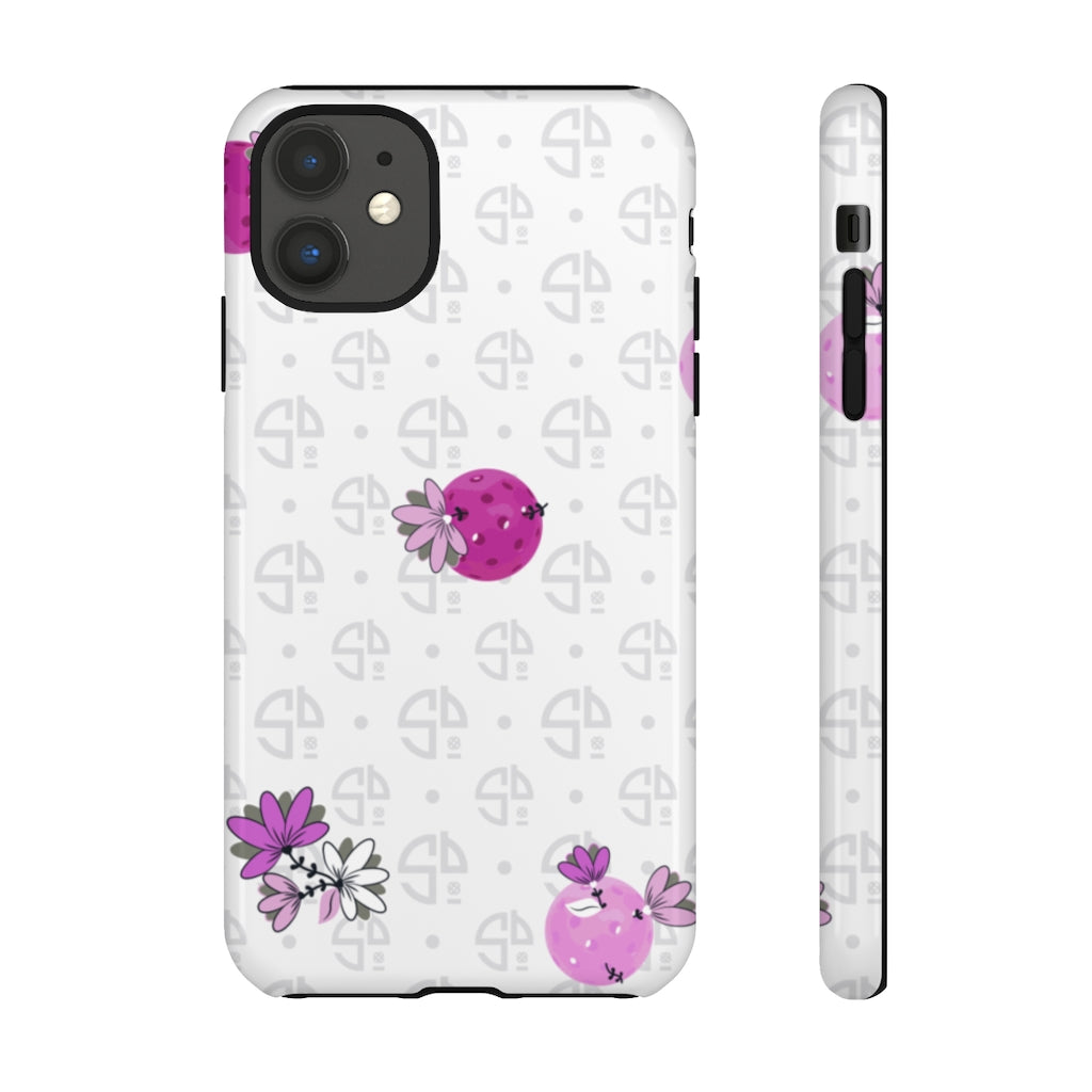 Tough Cases for Various Cell Phone Models - For Pickleball Enthusiasts - Spring Dink Logo Grey & Fuchsia