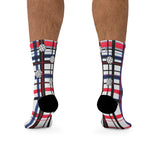 Load image into Gallery viewer, Got Pla(yed)id© Red, White &amp; Blue Socks for Pickleball Enthusiasts
