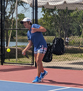 Got Pla(yed)id© Red, White & Blue Women's High-Waisted Pickleball Shorts, UPF 50+