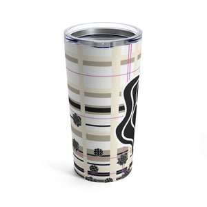 Got Pla(yed)id Fleur© Beige, Black, White & Pink Tumbler 20oz for Pickleball Enthusiasts
