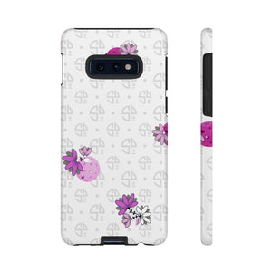 Tough Cases for Various Cell Phone Models - For Pickleball Enthusiasts - Spring Dink Logo Grey & Fuchsia