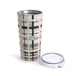 Load image into Gallery viewer, Got Pla(yed)id© Beige &amp; White Stainless Steel Vacuum Insulated Tumbler 20oz for Pickleball Enthusiasts
