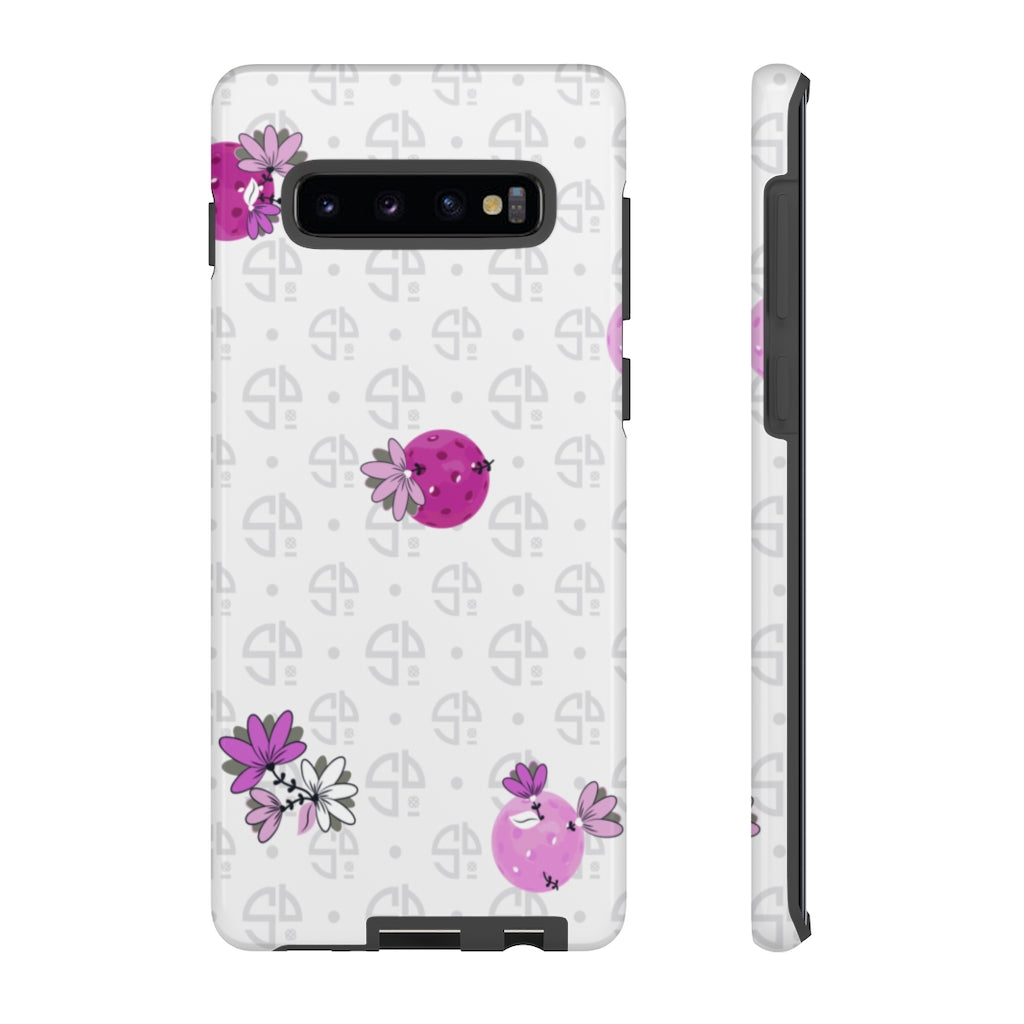 Tough Cases for Various Cell Phone Models - For Pickleball Enthusiasts - Spring Dink Logo Grey & Fuchsia