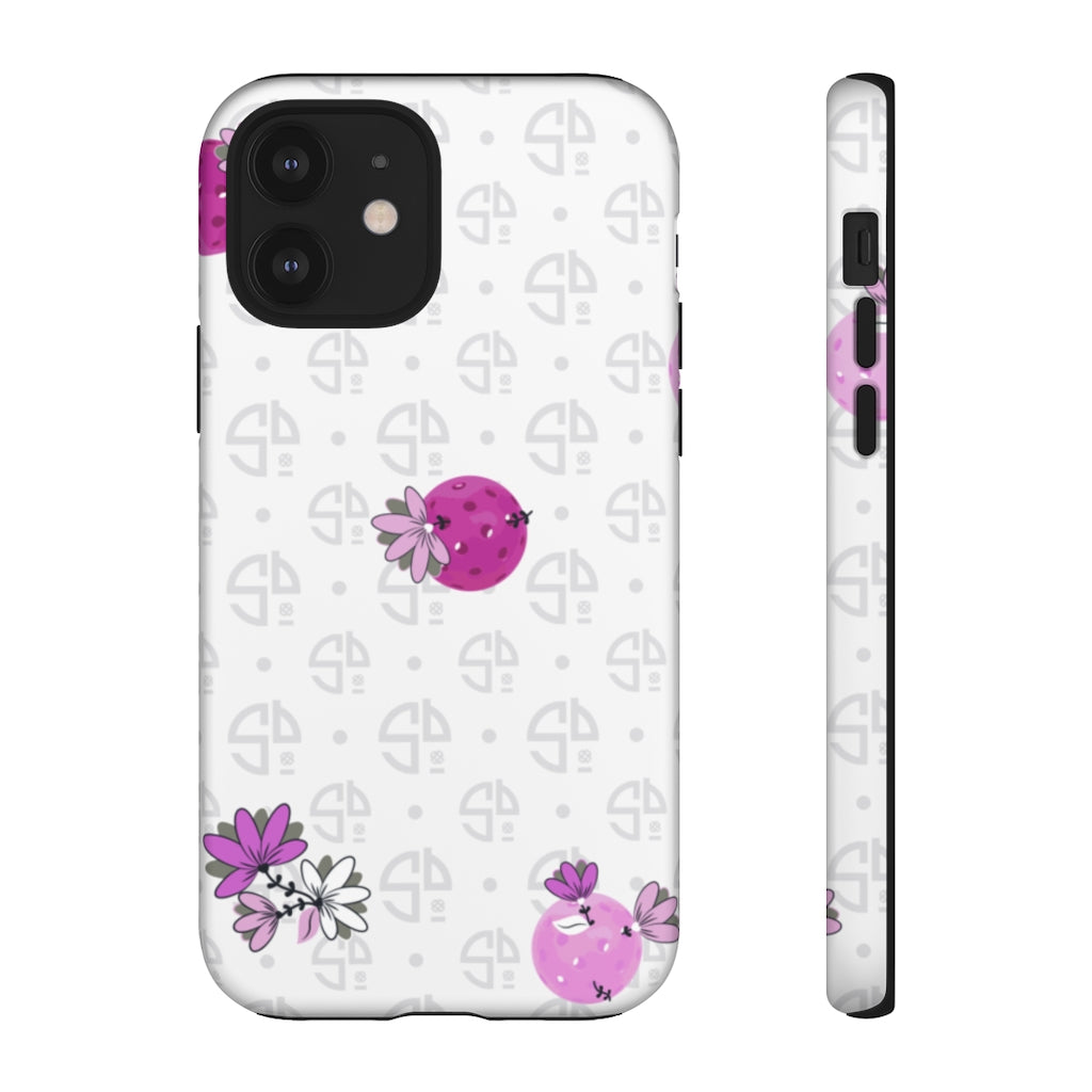 Tough Cases for Various Cell Phone Models - For Pickleball Enthusiasts - Spring Dink Logo Grey & Fuchsia