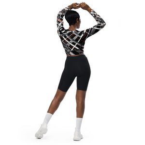 Ball On! Recycled Long-Sleeve Crop Top for Women Pickleball Enthusiasts, UPF 50+