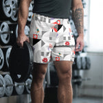Load image into Gallery viewer, Dink &amp; Drive under the Sun© Shades of Gray, Verdigris, Lavender &amp; Red Men&#39;s Long Casual Shorts for Pickleball Enthusiasts
