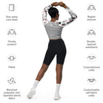 Load image into Gallery viewer, Dink &amp; Drive under the Sun Happy Hour© Recycled long-sleeve crop top for Women Pickleball Enthusiasts
