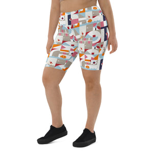 Dink & Drive under the Sun Recoup2© Women's High -Waisted Long Shorts w/pocket for Pickleball Enthusiasts